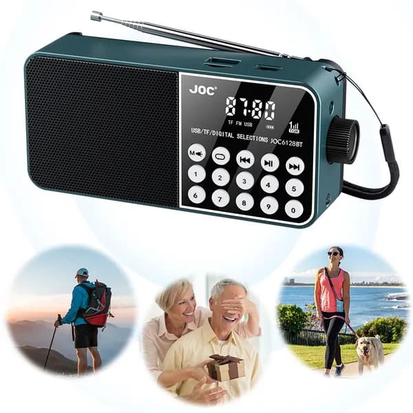 Магнитола FM-радио Светодиодный цифровой дисплей с поддержкой TF-карты и MP3-плеера, 5 Вт, синий