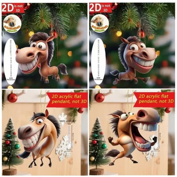 Декоративный кулон Big mouth horse из плоского акрила 2d-Стиль 1