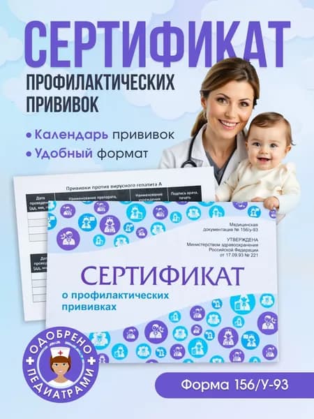 Сертификат прививочный для прививок медицинский