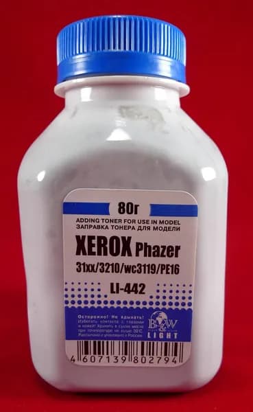 Тонер XEROX Phaser 3100, WorkCentre 3119, B210, B215 (фл. 80г) Black&White Light фас.Россия