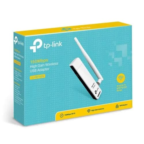 TP-LINK TL-WN722N, 150 Мбит/с, 2,4 ГГц, антенна 4 дБи, USB 2.0, беспроводной Ethernet