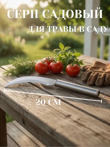 Серп садовый для травы в саду 20 см / садовый интсрумент