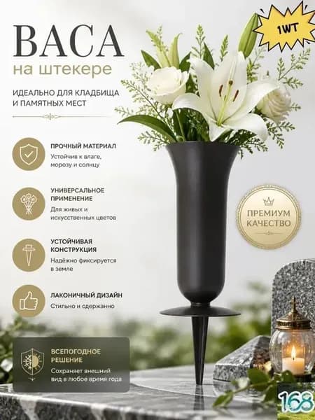 Ваза пластиковая для цветов с колышком под срезку