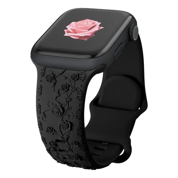 Ремешок с цветочной гравировкой для Apple Watch Ultra 49 мм 40 44 мм 41 мм 45 мм 38 мм 42 мм, силиконовый ремешок для Iwatch Series 9 7 Se 6 8