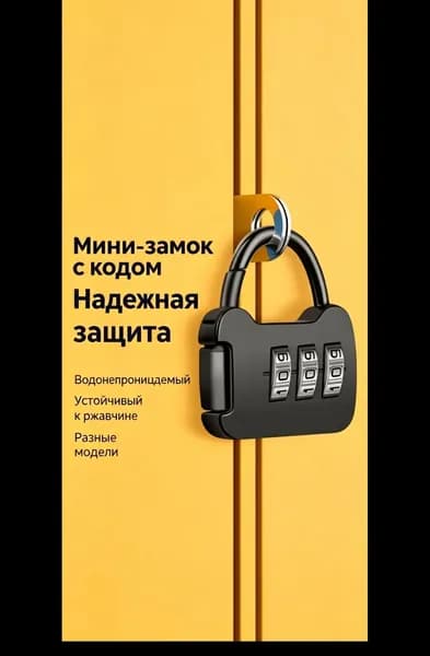 Мини навесной замок с кодом