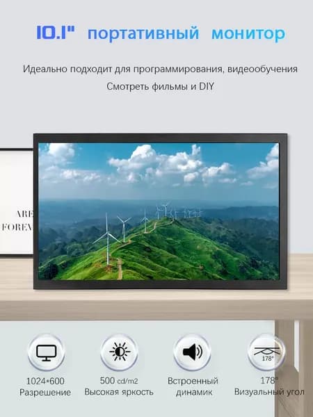 10.1" Монитор (EM1109-D), 1024x600, 60 Гц, черный матовый