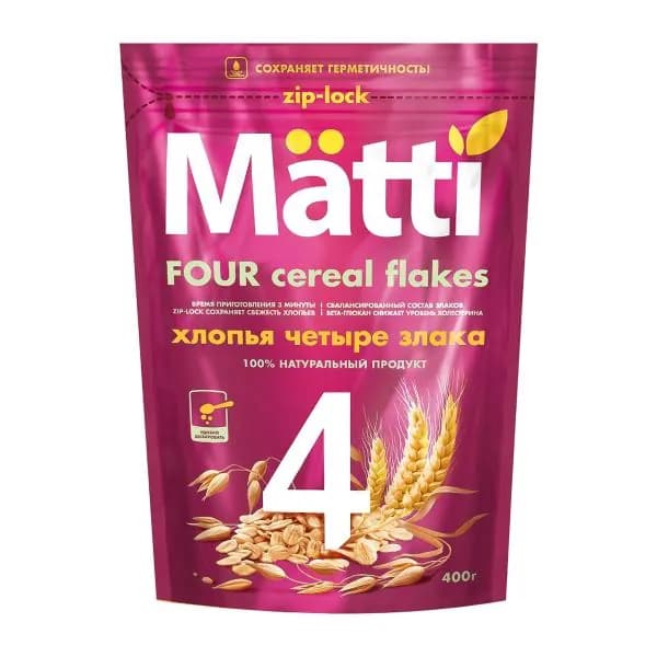 Хлопья Matti 4 злака 400г