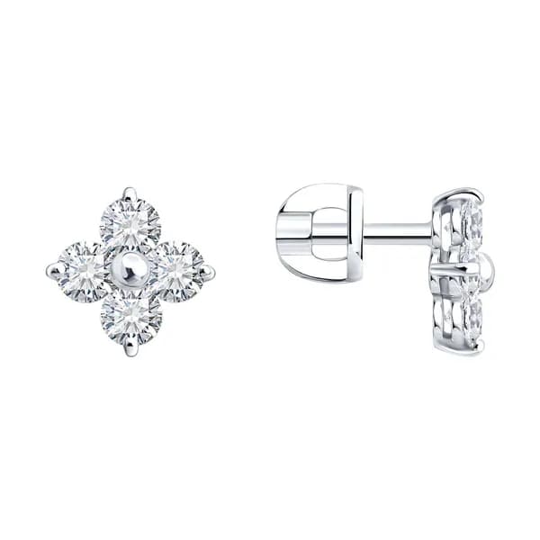 Серьги из белого золота DIAMANT-ONLINE с бриллиантом выращенным 585 пробы