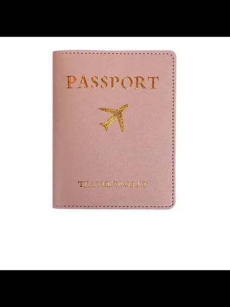Розовая обложка для паспорта Travel Wallet с самолетом
