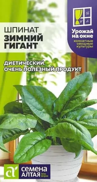 Семена шпинат Зимний Гигант, Семена Алтая, 1 цв.п 1г