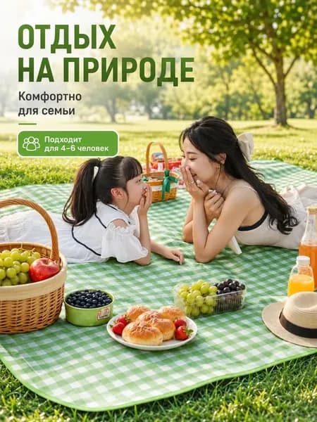 Коврик для пикника 200х200 см, водонепроницаемый противоскользящий туристический коврик, складной легкий изоляционный плед для кемпинга, отдыха на природе