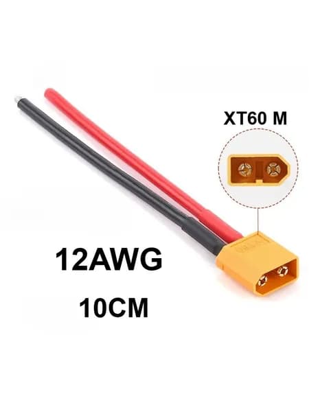Разъем силовой XT60 (папа) с проводом 10см, 12 AWG