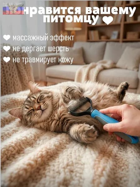 Колтунорез-пуходерка для кошек и собак, дешеддер с металлическими зубьями