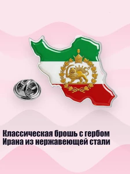 Классическая брошь с гербом Ирана из нержавеющей стали, Серебро - Карта 1