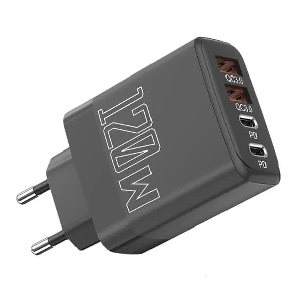 Быстрое зарядное устройство 120W 4 порта EU, Черный