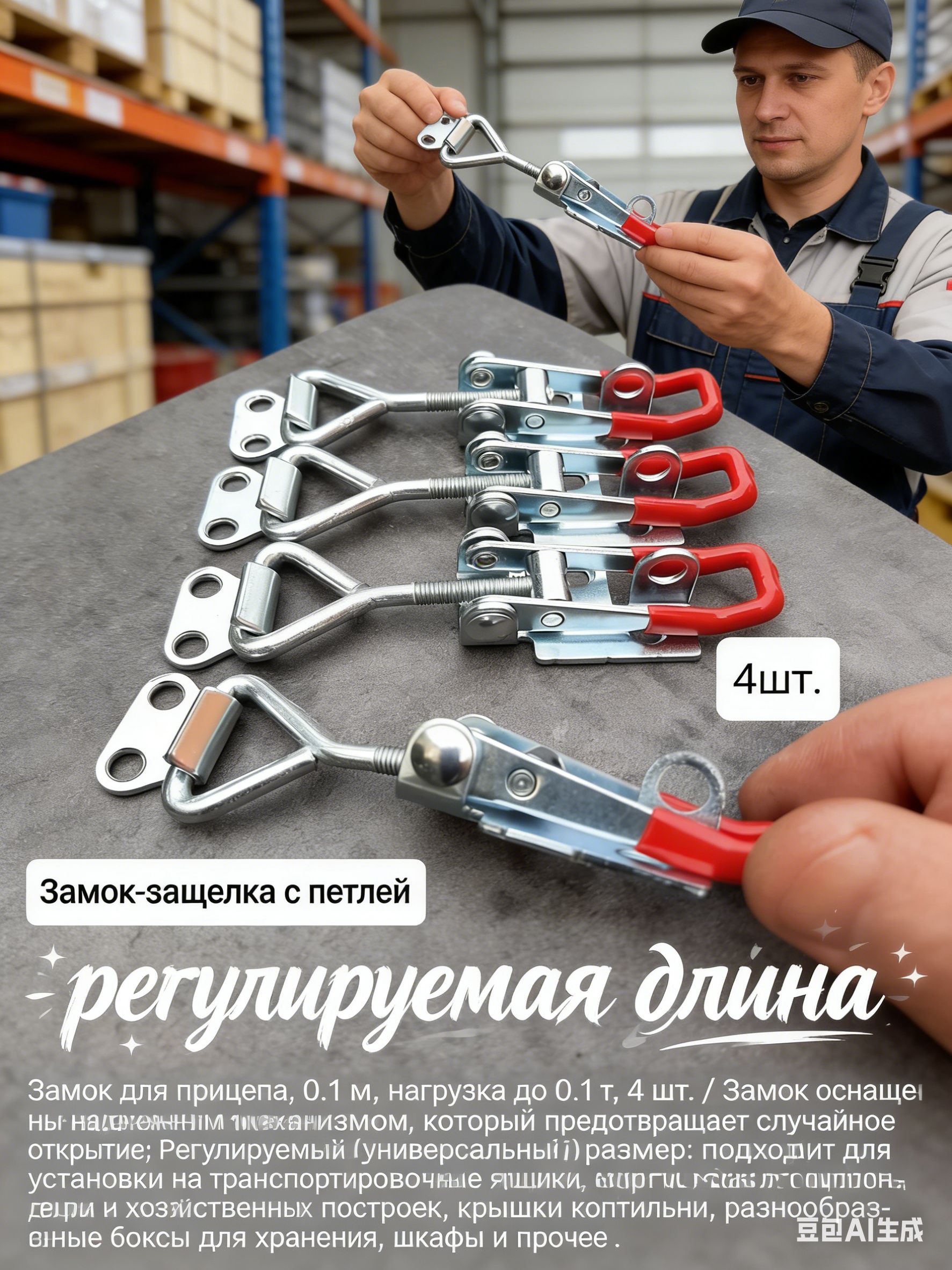 Замок для прицепа, 0.1 м, нагрузка до 100 т, 4 шт.