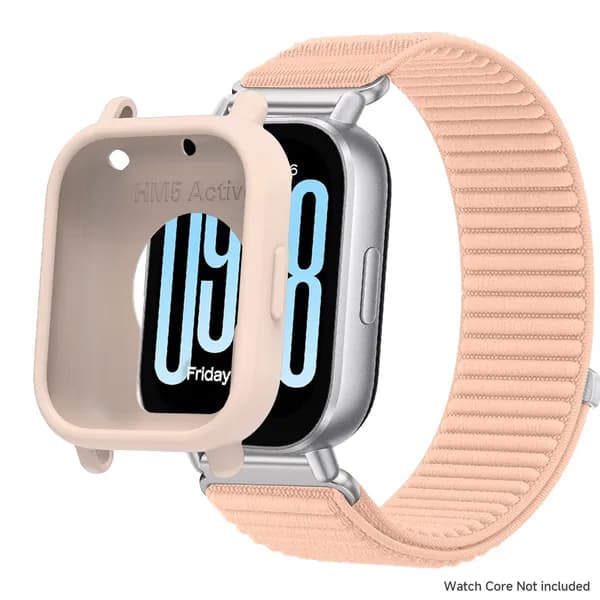 Силиконовый корпус + нейлоновый ремешок Для Redmi Watch 5 Active, дышащий Чехол Спортивный Ремешок, Аксессуары для умных часов