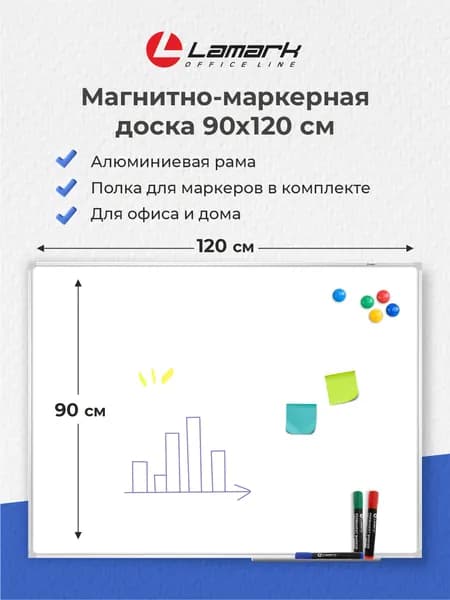 Доска магнитно маркерная на стену 90х120 LAMARK Уцененный товар
