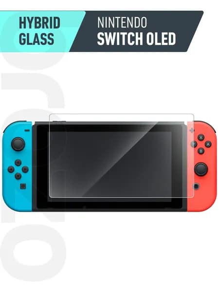 Защитное стекло на экран Nintendo Switch OLED / Нинтендо Свитч Олед, прозрачное гибридное гибкое тонкое