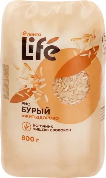 Рис бурый ЛЕНТА LIFE, 800г