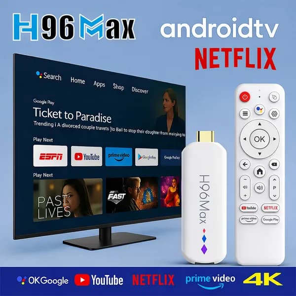 TV Stick/ Умная сетевая приставка для телевизора 4K HD медиаплеер, голосовой помощник, Wi-Fi 2, Bluetooth 5.0, Android 14.0, чип Amlogic S905L3.