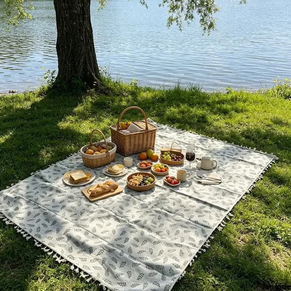Коврик для пикника 40x60 см, мимоза, с бахромой