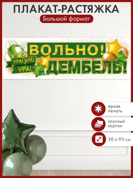 Плакат-полоска "Вольно! Дембель!", ДМБ