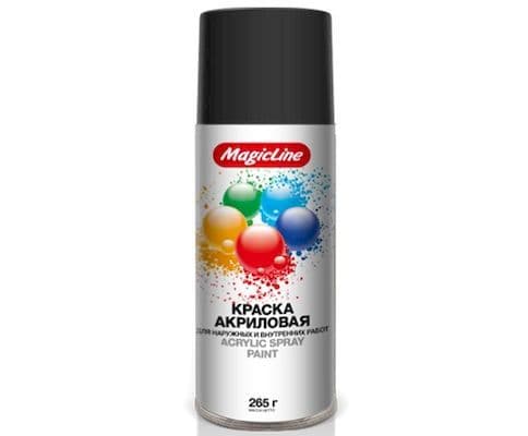 Краска-спрей (эмаль) RAL 9004 черная матовая 450мл (265гр) аэрозоль (MagicLine)