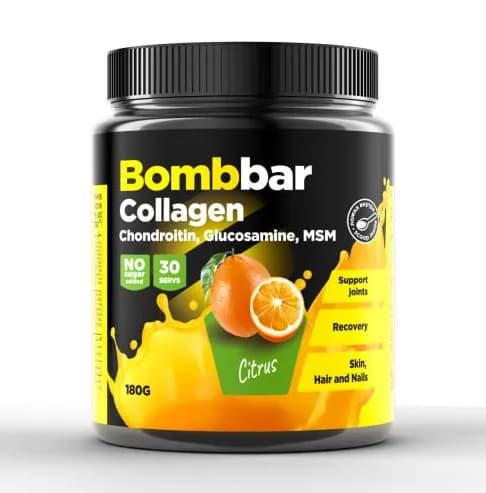 Bombbar Коллаген с хондроитином, глюкозамином и МСМ со вкусом цитруса,180 грамм