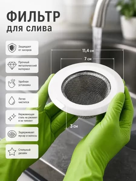 Сетка для раковины , большая 11,4см , сетка для раковины на кухню из нержавеющей стали, ситечко для ванны, фильтр для слива 1шт.