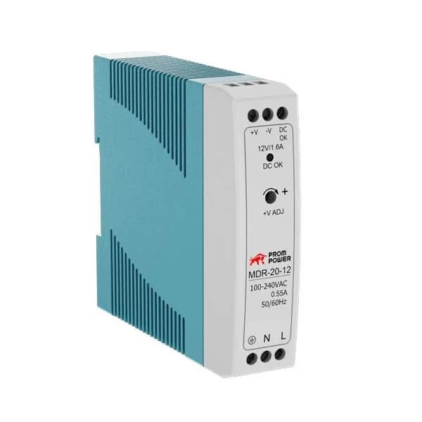 Источник питания Prompower MDR-20-12, на выходе 12 В DC, 1.6A, 20 Вт. Входное 85-264 В AC (120-370 В DC)