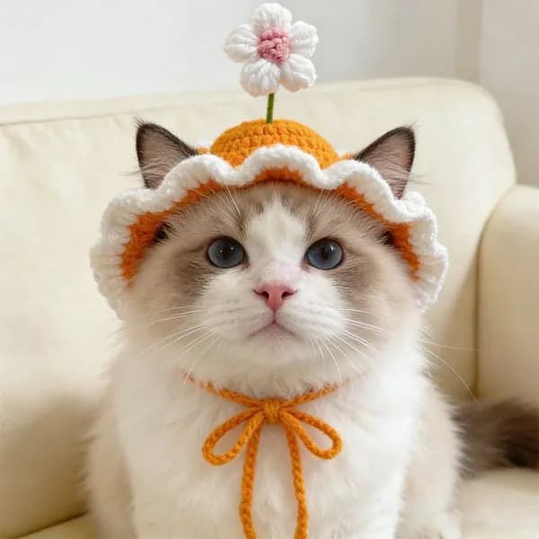 Вязаная шапка для кошек,из хлопка,1 шт