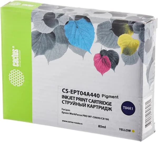 Картридж Cactus CS-EPT04A440 T04A4 желтый, для EPSON WorkForce Pro WF-C8190, WF-C8690