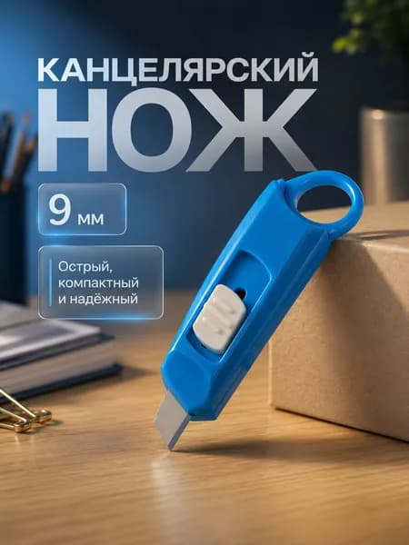 Канцелярский нож 9 мм ТУНДРА MINI, пластиковый корпус
