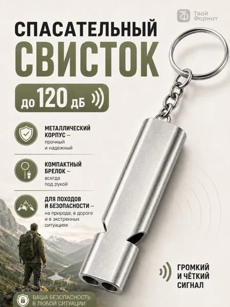 Свисток металлический сверхгромкий 120 дБ, туристический