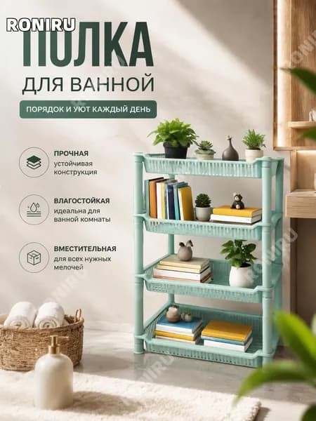 RONIRU Этажерка, 4 секц., Пластик, 24х17х51 см
