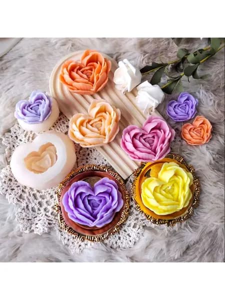 Форма для свечей в форме сердца с розой DIY