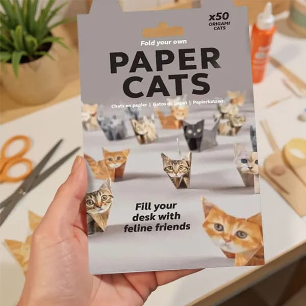 3D-модель кота из бумаги для складывания, набор с наклейками