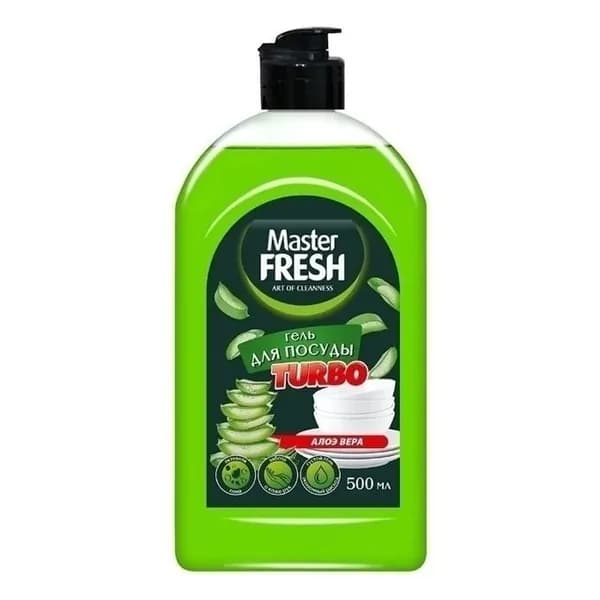 Гель для мытья посуды Master FRESH Turbo с ароматом алоэ, 500 мл, колпачок флиптоп