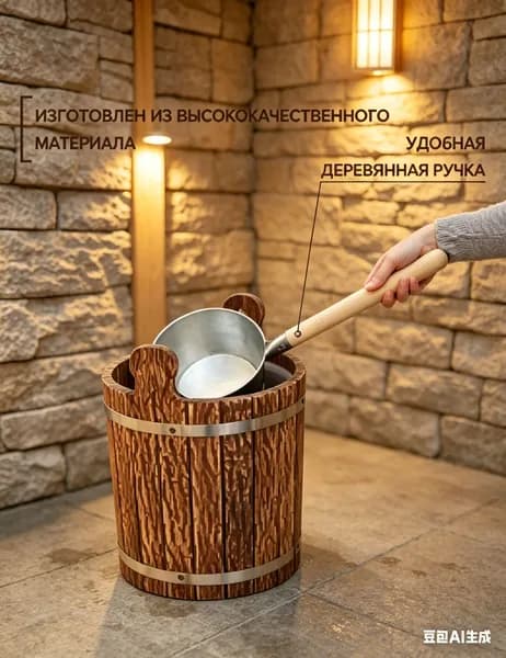 Бондарное изделие для бани Ковш для бани, 1.5 л