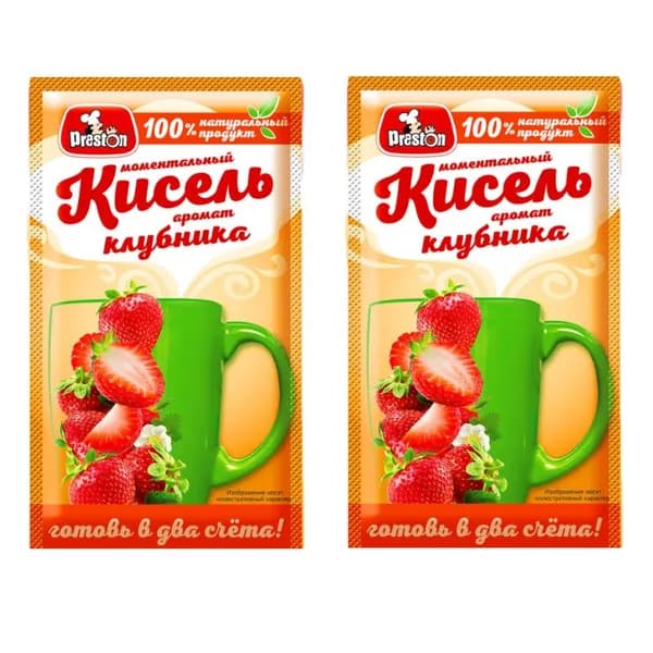 Preston Кисель моментальный, клубника, 30 г, 2 штуки