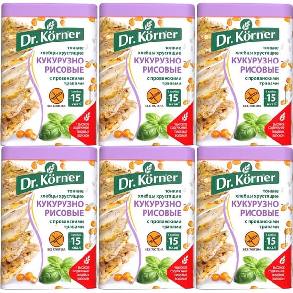 Хлебцы кукурузно-рисовые Dr.Korner с прованскими травами 100 г, набор: 6 штук