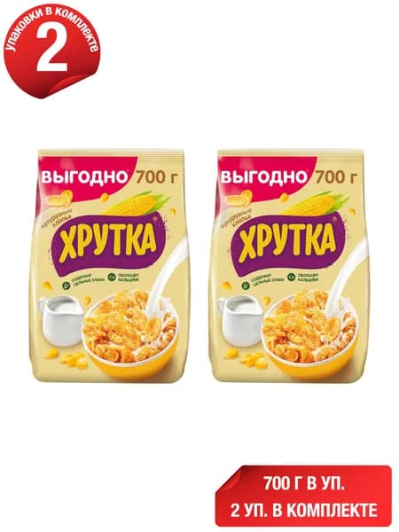 Сухой завтрак хлопья Хрутка кукурузные 700 г, набор: 2 штуки