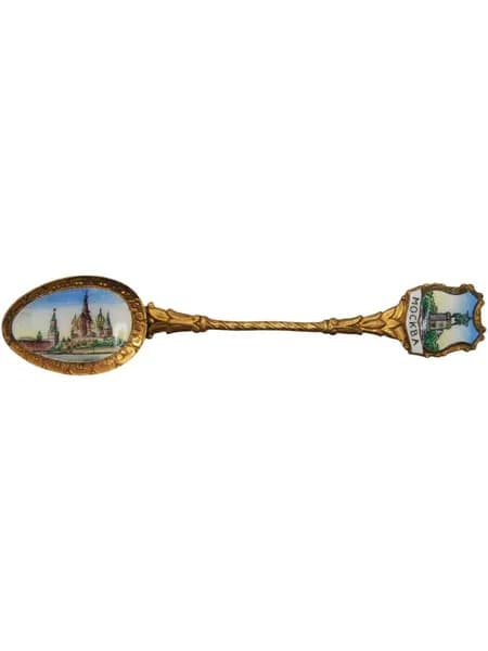 Ложка сувенирная "Москва. Красная площадь", металл, эмаль, СССР, 1980-1991 гг. (Размер: 130х30)