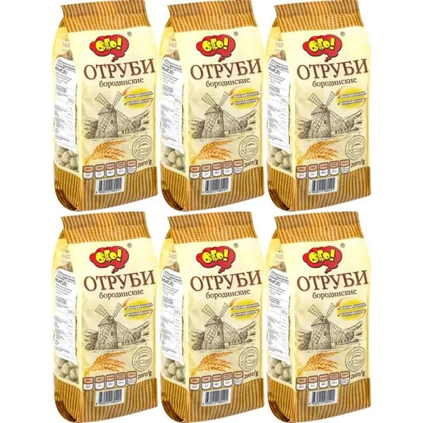 Отруби Ого! Бородинские 200 г, набор: 6 штук