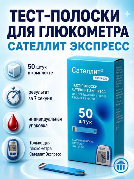 Сателлит Экспресс тест-полоски 50 шт