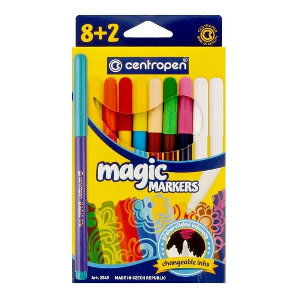 Centropen MAGIC набор фломастеров для рисования: 8 цветов + 2 поглотителя 2549/8+2