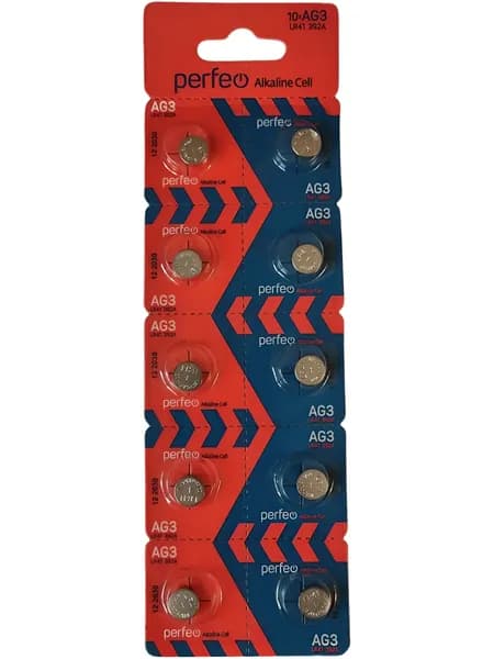 Perfeo Батарейка LR41 (LR736, AG3, G3), LR41H (AG3, 392A), L (щелочной) тип, 1,5 В, 10 шт