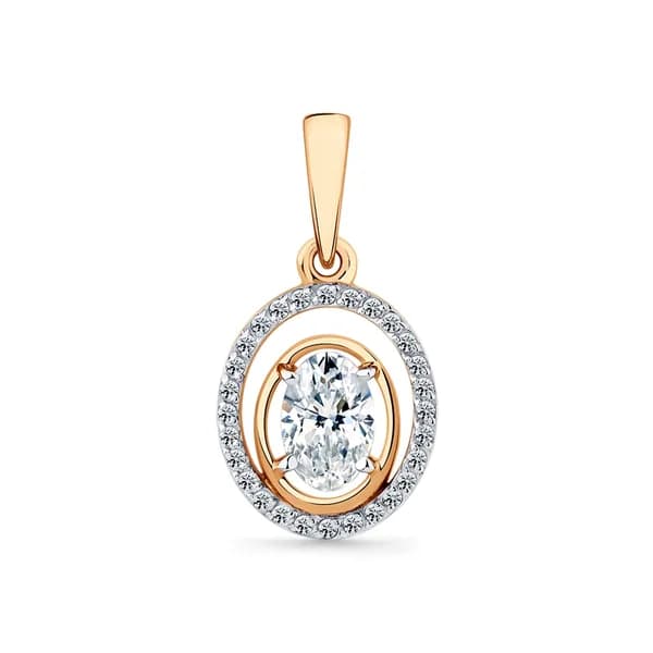 Золотая подвеска DIAMANT-ONLINE с фианитом 585 пробы