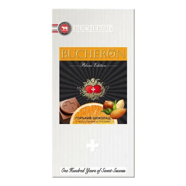 Шоколад BUCHERON BLANC EDITION горький с апельсином и орехами 85г